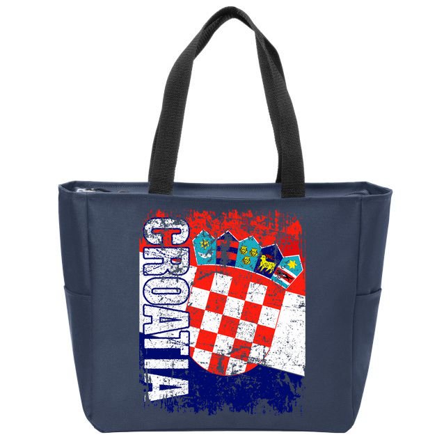 CROATIA Flag Vintage Distressed CROATIA Zip Tote Bag