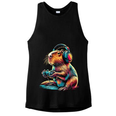 Capybara Funny Video Games Capybara Ladies PosiCharge Tri-Blend Wicking Tank