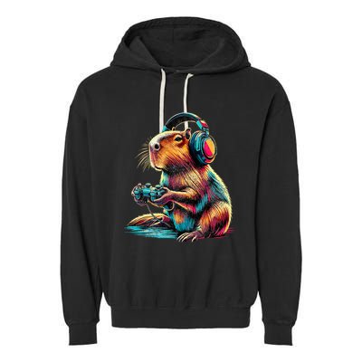 Capybara Funny Video Games Capybara Garment-Dyed Fleece Hoodie
