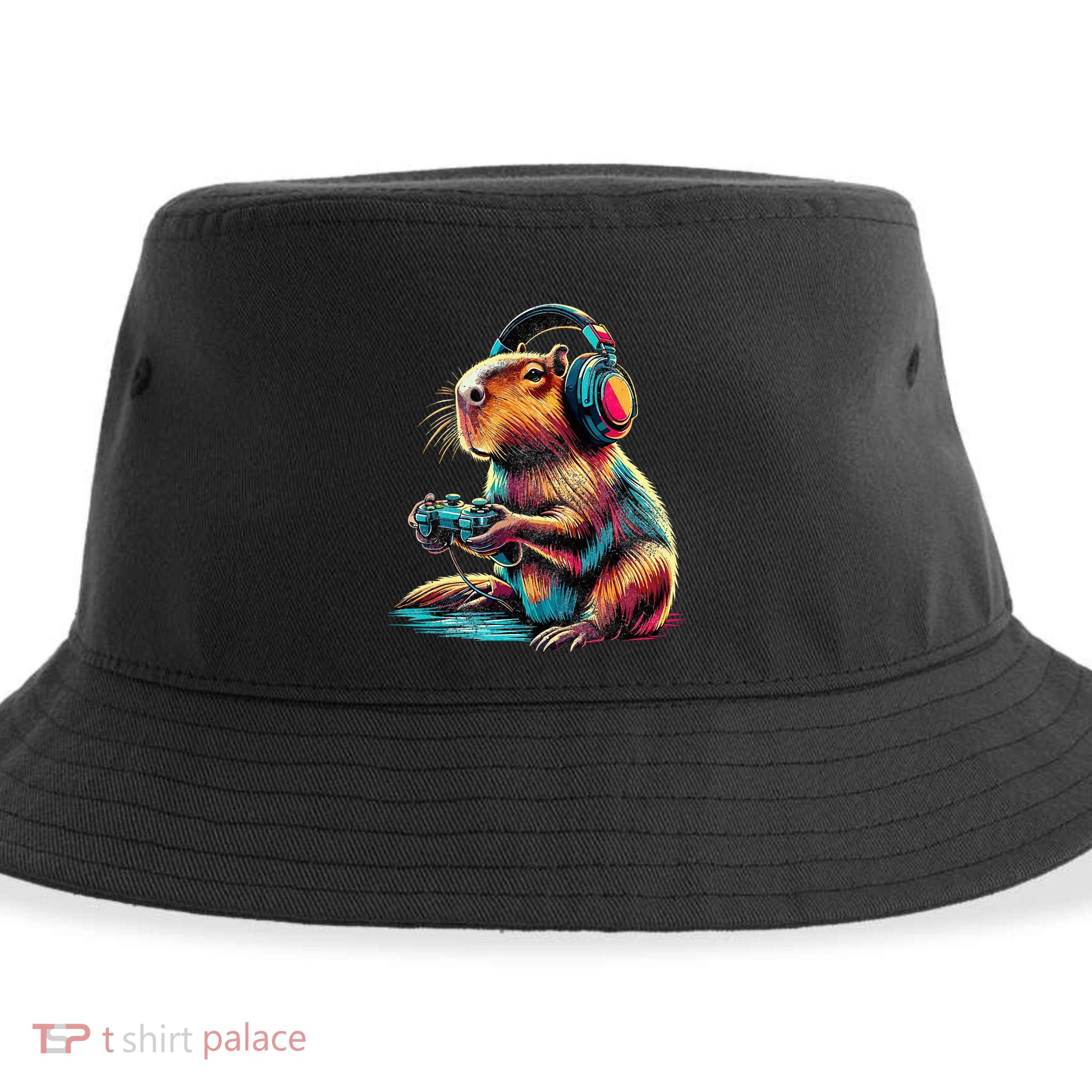 Capybara Funny Video Games Capybara Sustainable Bucket Hat