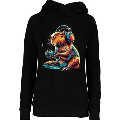 Capybara Funny Video Games Capybara Womens Funnel Neck Pullover Hood