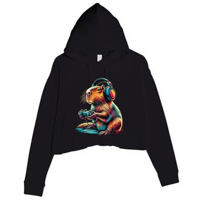 Capybara Funny Video Games Capybara Crop Fleece Hoodie