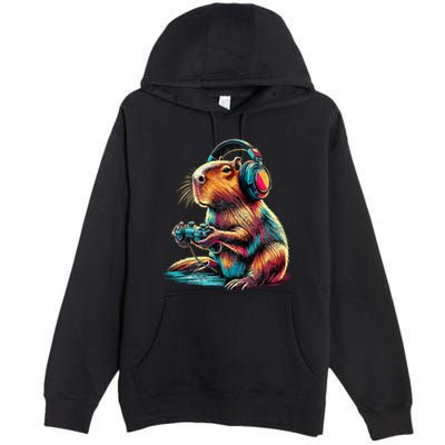 Capybara Funny Video Games Capybara Premium Pullover Hoodie
