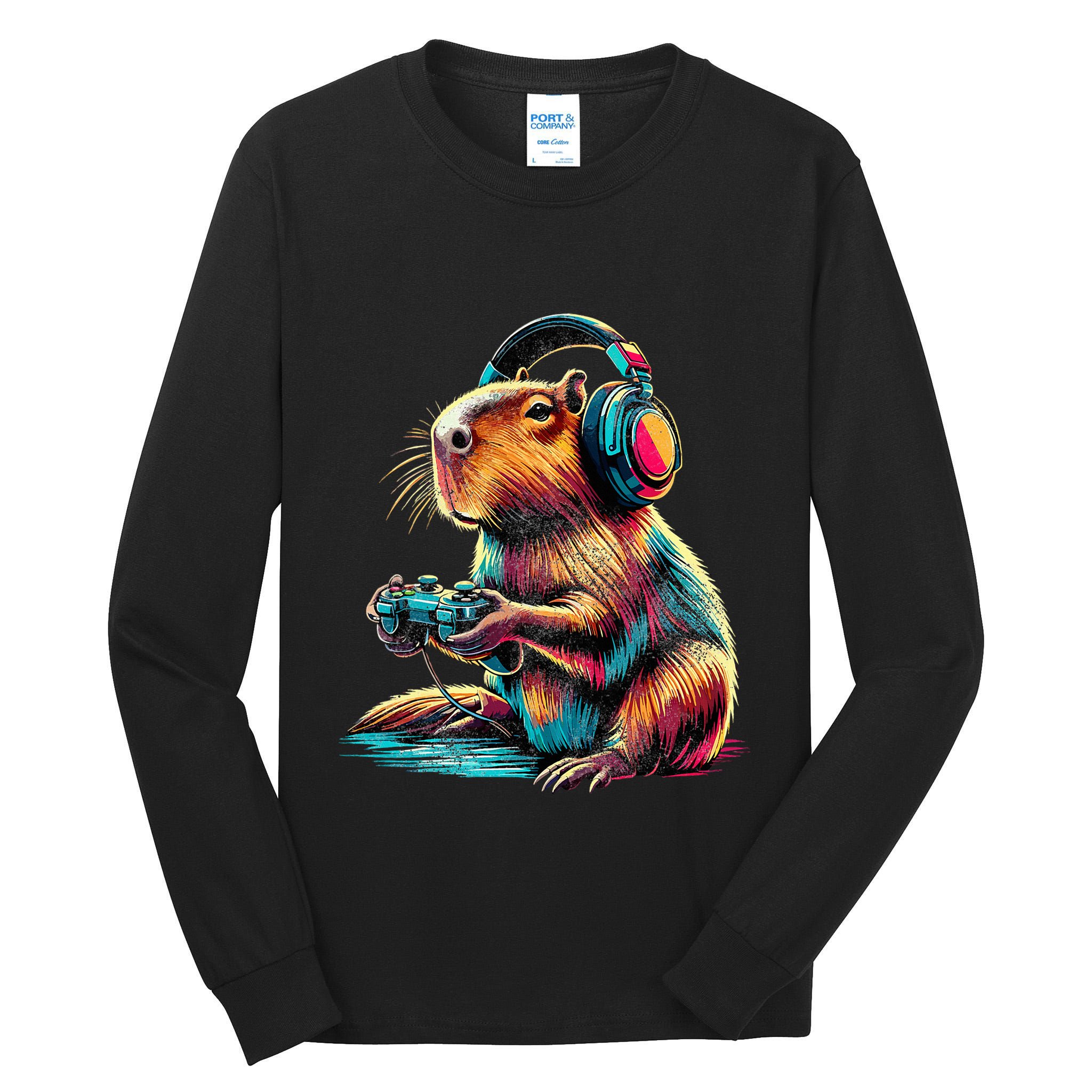 Capybara Funny Video Games Capybara Tall Long Sleeve T-Shirt