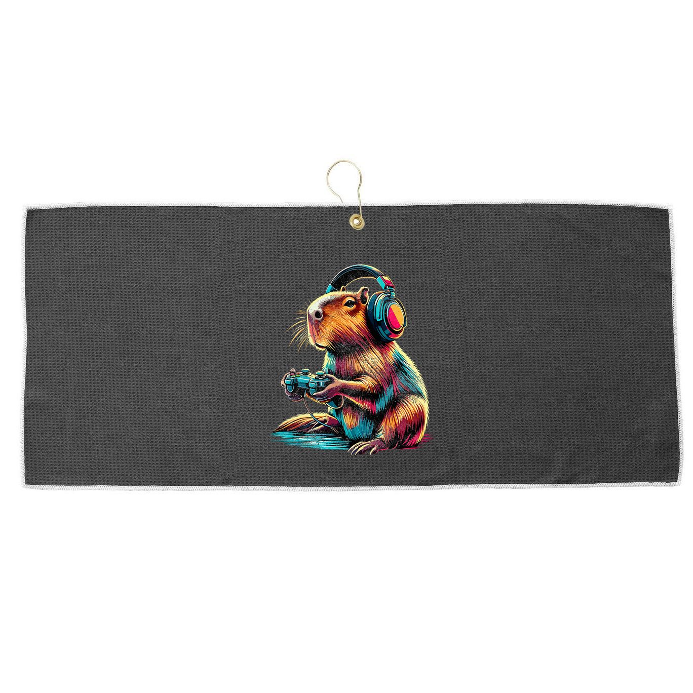Capybara Funny Video Games Capybara Large Microfiber Waffle Golf Towel