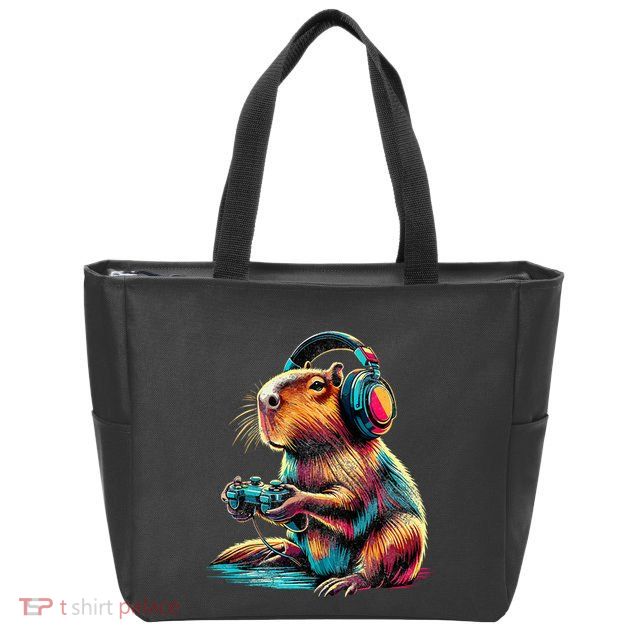 Capybara Funny Video Games Capybara Zip Tote Bag