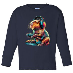 Capybara Funny Video Games Capybara Toddler Long Sleeve Shirt