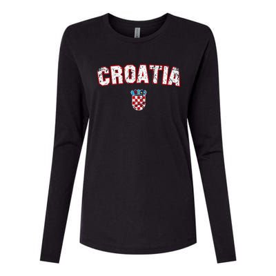 Croatia Flag Vintage Womens Cotton Relaxed Long Sleeve T-Shirt