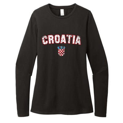 Croatia Flag Vintage Womens CVC Long Sleeve Shirt