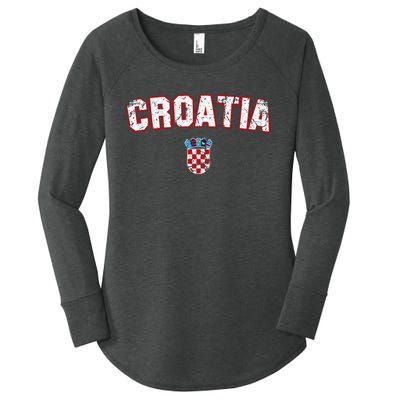 Croatia Flag Vintage Women's Perfect Tri Tunic Long Sleeve Shirt