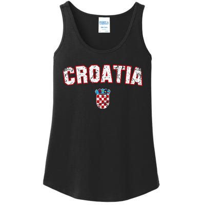 Croatia Flag Vintage Ladies Essential Tank