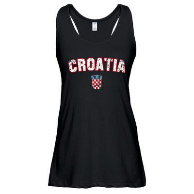 Croatia Flag Vintage Ladies Essential Flowy Tank