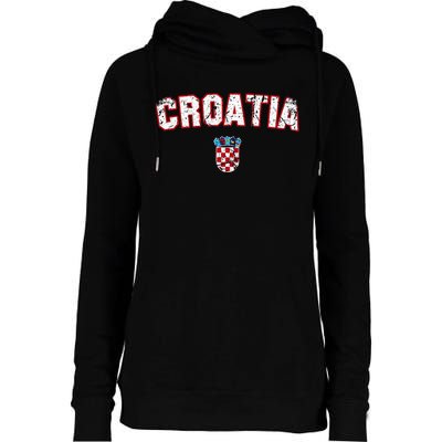 Croatia Flag Vintage Womens Funnel Neck Pullover Hood