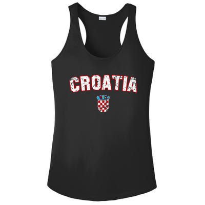 Croatia Flag Vintage Ladies PosiCharge Competitor Racerback Tank