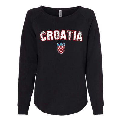 Croatia Flag Vintage Womens California Wash Sweatshirt