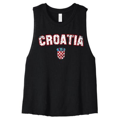 Croatia Flag Vintage Women's Racerback Cropped Tank