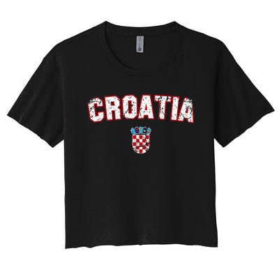 Croatia Flag Vintage Women's Crop Top Tee