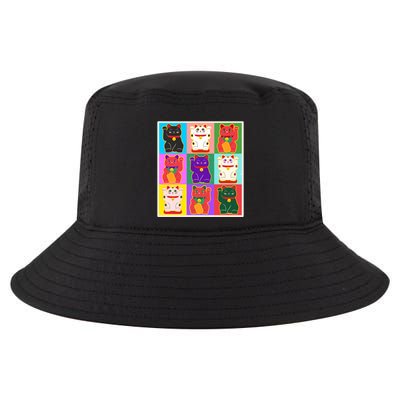 Cool Funny Vintage Japanese Lucky Cat Maneki Neko Pop Art Cool Comfort Performance Bucket Hat