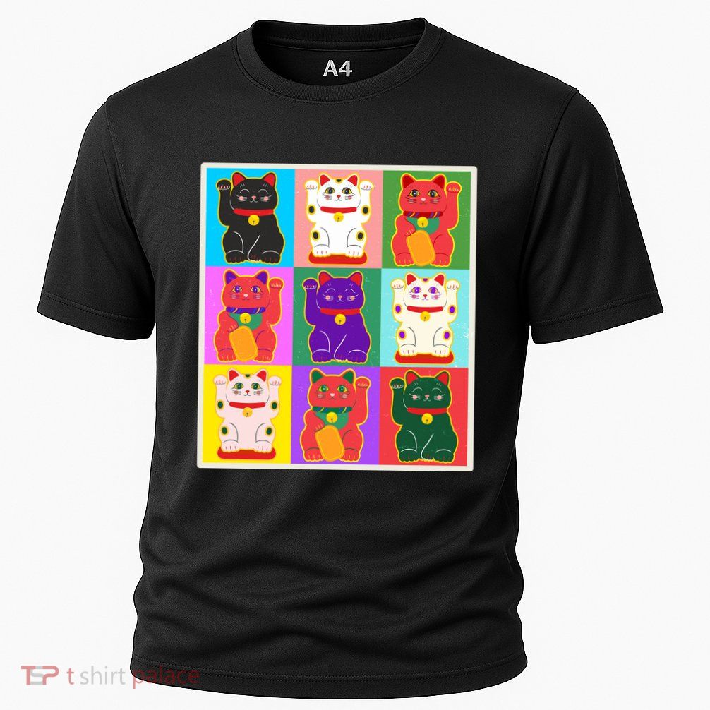Cool Funny Vintage Japanese Lucky Cat Maneki Neko Pop Art Performance Shirt