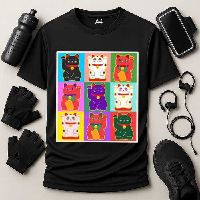 Cool Funny Vintage Japanese Lucky Cat Maneki Neko Pop Art Performance Shirt