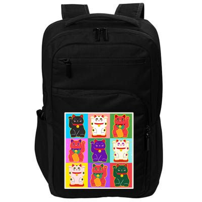 Cool Funny Vintage Japanese Lucky Cat Maneki Neko Pop Art Impact Tech Backpack