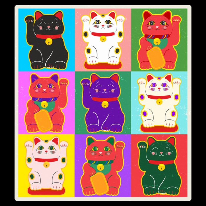 Cool Funny Vintage Japanese Lucky Cat Maneki Neko Pop Art Mug