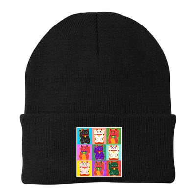Cool Funny Vintage Japanese Lucky Cat Maneki Neko Pop Art Beanie