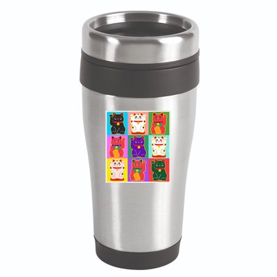 Cool Funny Vintage Japanese Lucky Cat Maneki Neko Pop Art 16oz Travel Tumbler