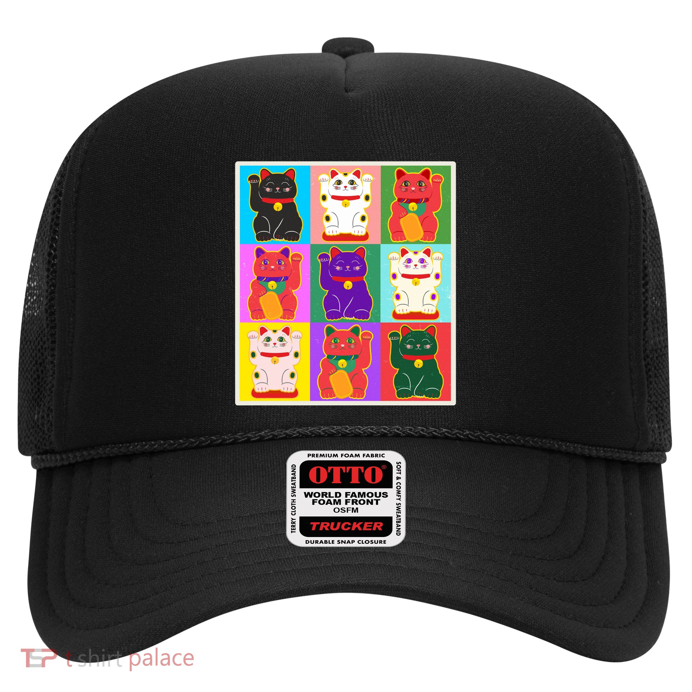 Cool Funny Vintage Japanese Lucky Cat Maneki Neko Pop Art Trucker Hat