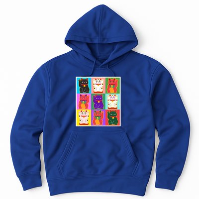 Cool Funny Vintage Japanese Lucky Cat Maneki Neko Pop Art Hoodie