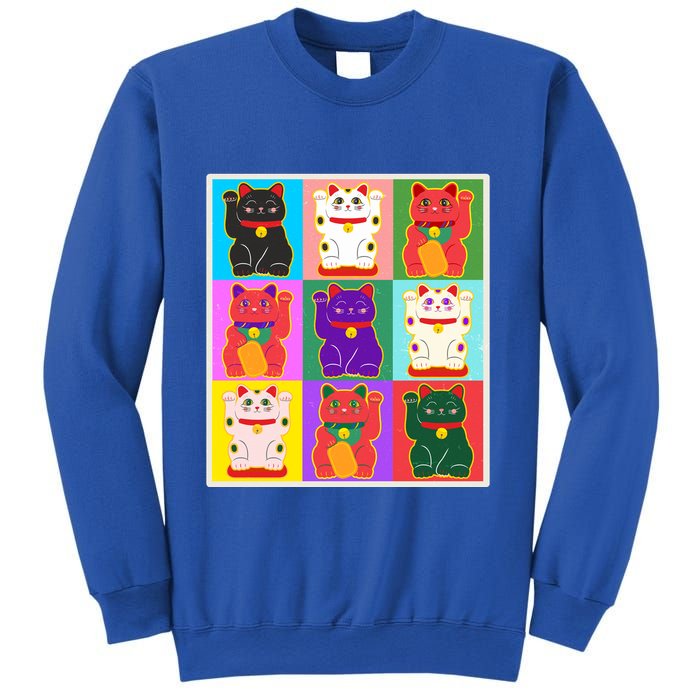 Cool Funny Vintage Japanese Lucky Cat Maneki Neko Pop Art Sweatshirt