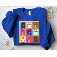 Cool Funny Vintage Japanese Lucky Cat Maneki Neko Pop Art Sweatshirt
