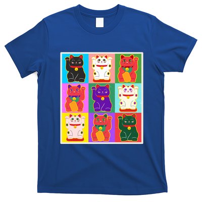 Cool Funny Vintage Japanese Lucky Cat Maneki Neko Pop Art T-Shirt