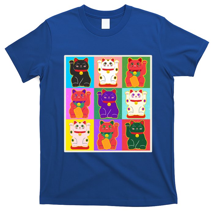 Cool Funny Vintage Japanese Lucky Cat Maneki Neko Pop Art T-Shirt