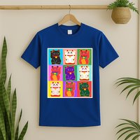 Cool Funny Vintage Japanese Lucky Cat Maneki Neko Pop Art T-Shirt