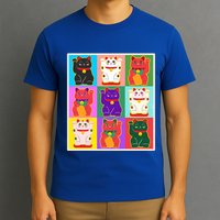 Cool Funny Vintage Japanese Lucky Cat Maneki Neko Pop Art T-Shirt