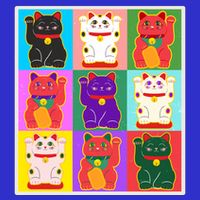 Cool Funny Vintage Japanese Lucky Cat Maneki Neko Pop Art T-Shirt