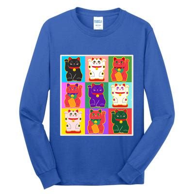 Cool Funny Vintage Japanese Lucky Cat Maneki Neko Pop Art Tall Long Sleeve T-Shirt