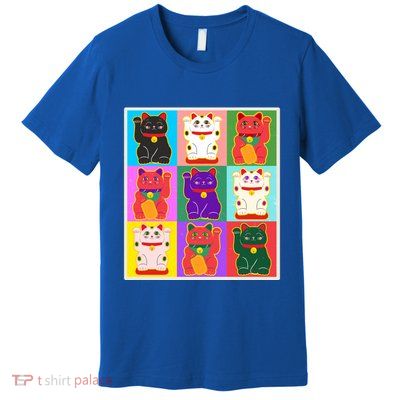 Cool Funny Vintage Japanese Lucky Cat Maneki Neko Pop Art Premium T-Shirt