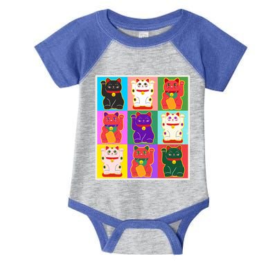 Cool Funny Vintage Japanese Lucky Cat Maneki Neko Pop Art Infant Baby Jersey Bodysuit