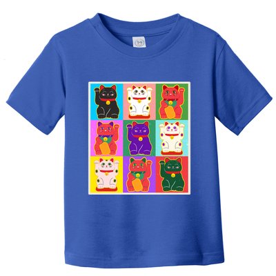 Cool Funny Vintage Japanese Lucky Cat Maneki Neko Pop Art Toddler T-Shirt