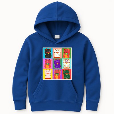 Cool Funny Vintage Japanese Lucky Cat Maneki Neko Pop Art Kids Hoodie