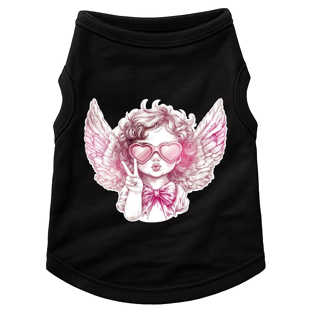 Cute Funny Valentines Day Cupid Peace Sign Doggie Tank