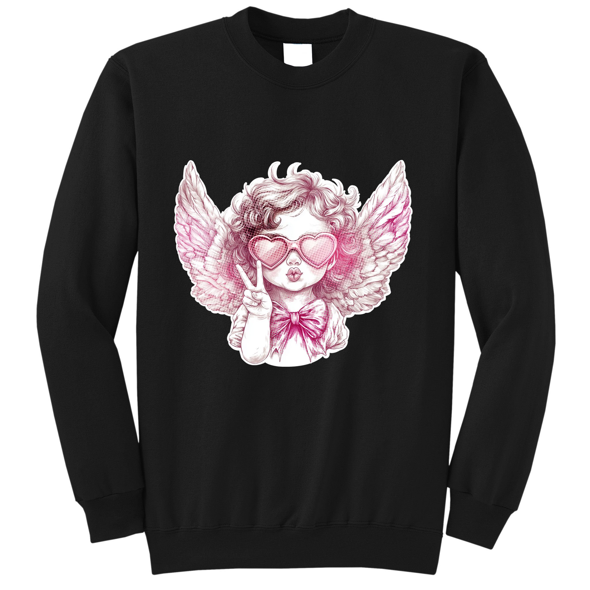 Cute Funny Valentines Day Cupid Peace Sign Sweatshirt