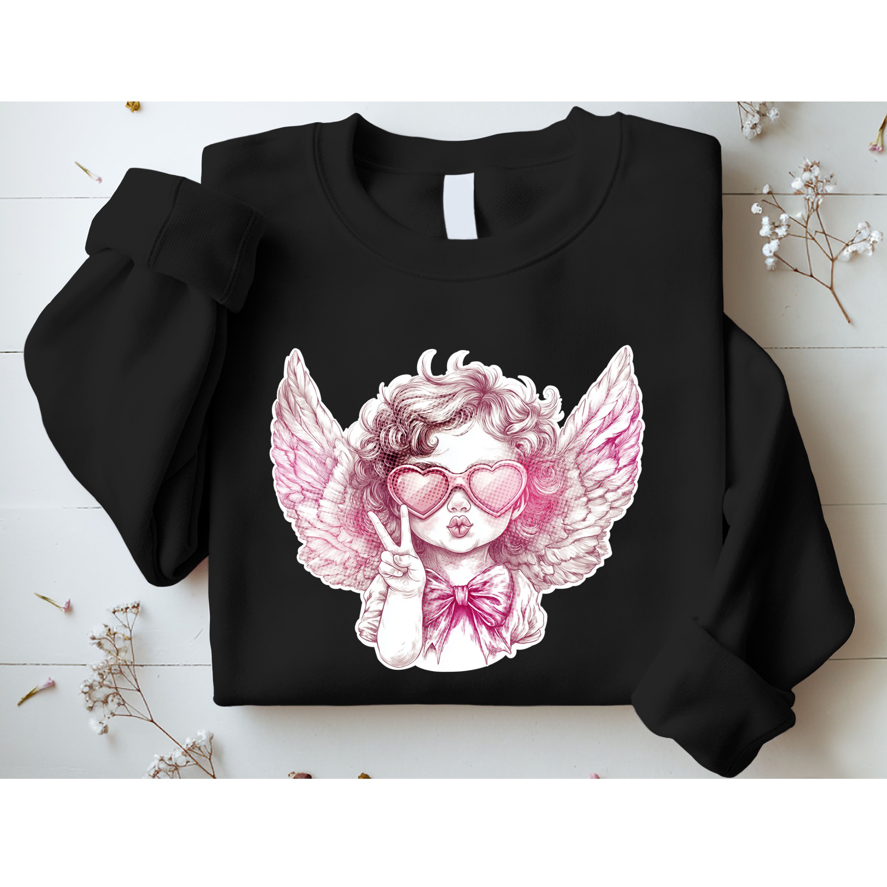 Cute Funny Valentines Day Cupid Peace Sign Sweatshirt