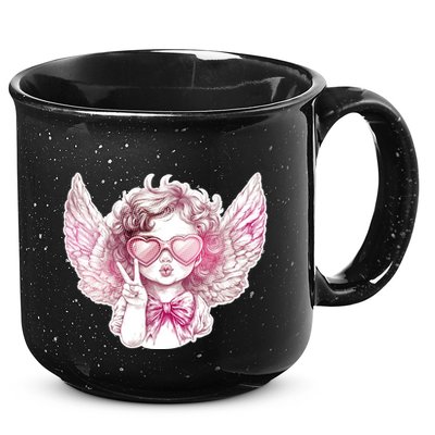 Cute Funny Valentines Day Cupid Peace Sign 15oz Campfire Ceramic Mug