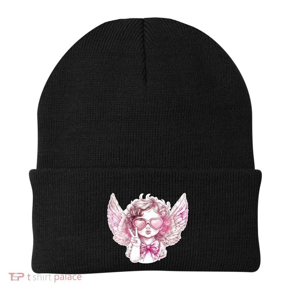 Cute Funny Valentines Day Cupid Peace Sign Beanie