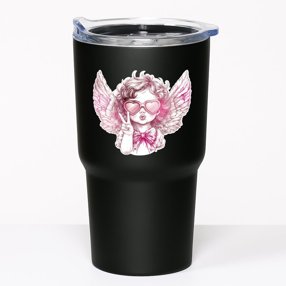 Cute Funny Valentines Day Cupid Peace Sign Tumbler