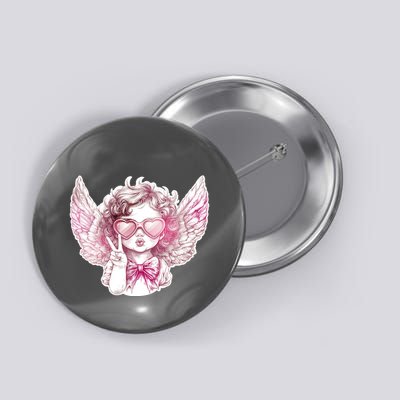Cute Funny Valentines Day Cupid Peace Sign Button