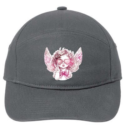 Cute Funny Valentines Day Cupid Peace Sign 7-Panel Snapback Hat